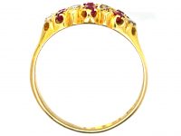 Victorian 18ct Gold, Ruby & Rose Diamond Lines Ring