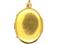 Late 19th Century 18ct Gold Oval Locket set with a Spinel & Rose Diamonds