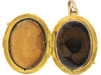 Late 19th Century 18ct Gold Oval Locket set with a Spinel & Rose Diamonds