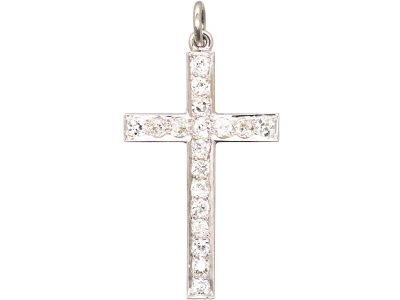 Edwardian Platinum Cross set with Diamonds