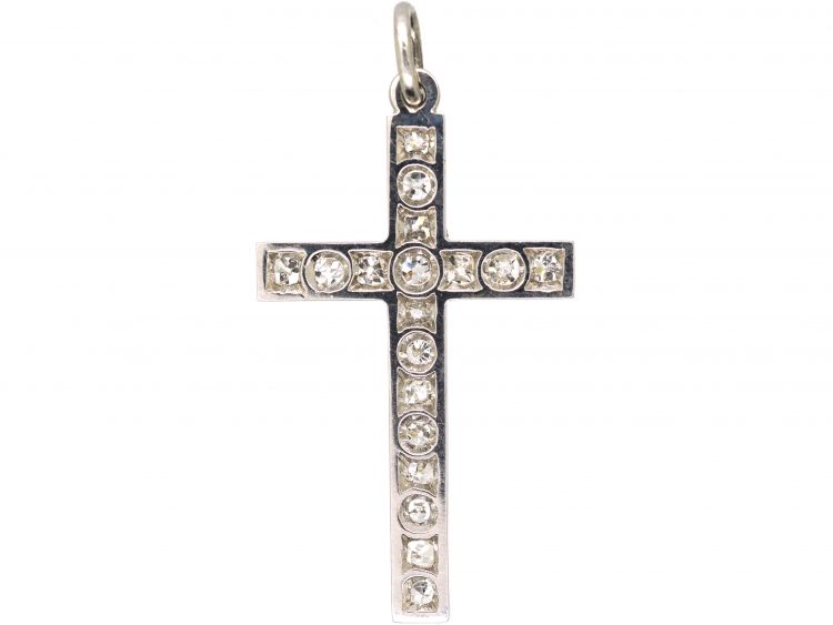 Edwardian Platinum Cross set with Diamonds