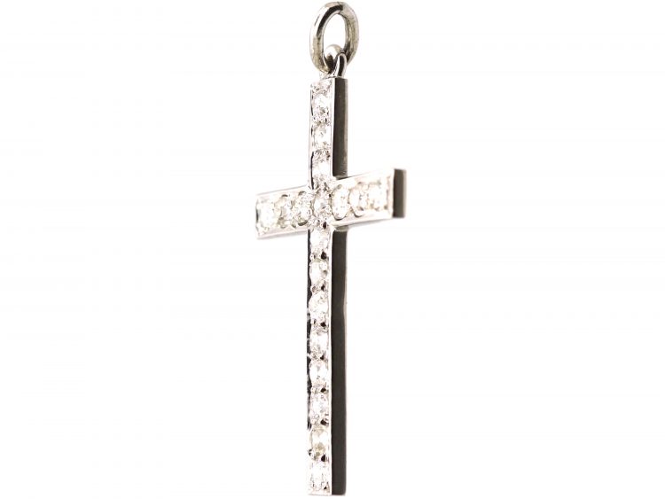 Edwardian Platinum Cross set with Diamonds