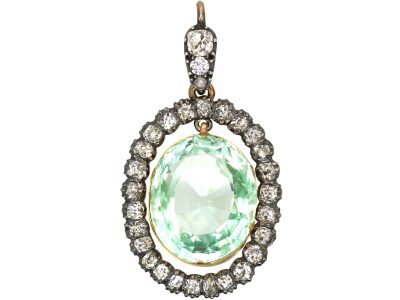 Victorian Gold & Silver, Aquamarine & Diamond Pendant