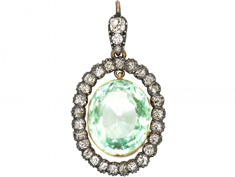 Victorian Gold & Silver, Aquamarine & Diamond Pendant