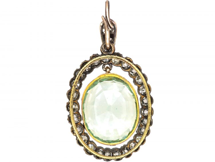 Victorian Gold & Silver, Aquamarine & Diamond Pendant