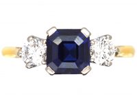 Early 20th Century 18ct Gold & Platinum, Three Stone Sapphire & Diamond Ring