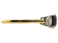 Early 20th Century 18ct Gold & Platinum, Three Stone Sapphire & Diamond Ring