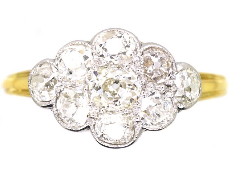 Edwardian 18ct Gold & Platinum, Diamond Cluster Ring