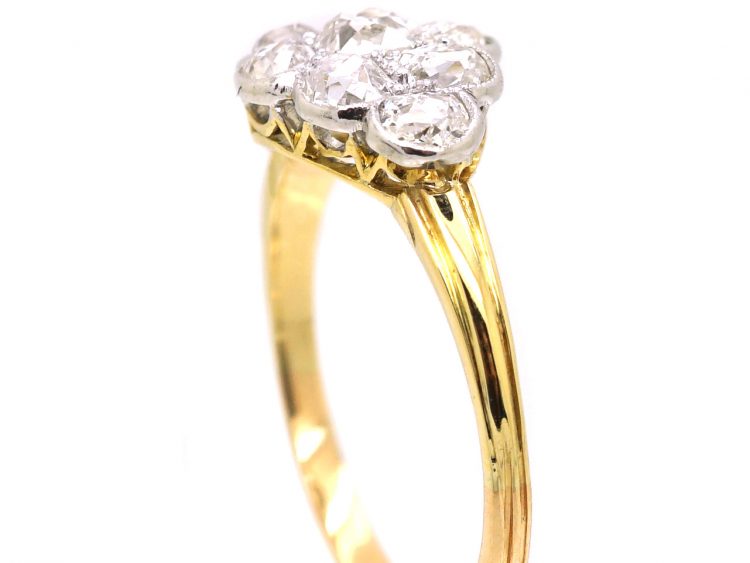 Edwardian 18ct Gold & Platinum, Diamond Cluster Ring