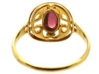 Art Nouveau 18ct Gold Ring set with a Garnet