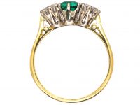 18ct Gold Three Stone Emerald & Diamond Ring