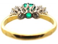 18ct Gold Three Stone Emerald & Diamond Ring