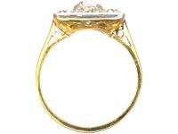 Early 20th Century 18ct Gold & Platinum Square Ring set with Diamonds