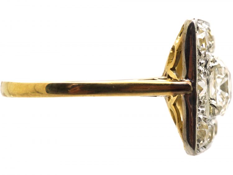 Early 20th Century 18ct Gold & Platinum Square Ring set with Diamonds