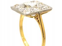 Early 20th Century 18ct Gold & Platinum Square Ring set with Diamonds