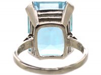 Retro Platinum, Rectangular Cut Aquamarine Ring