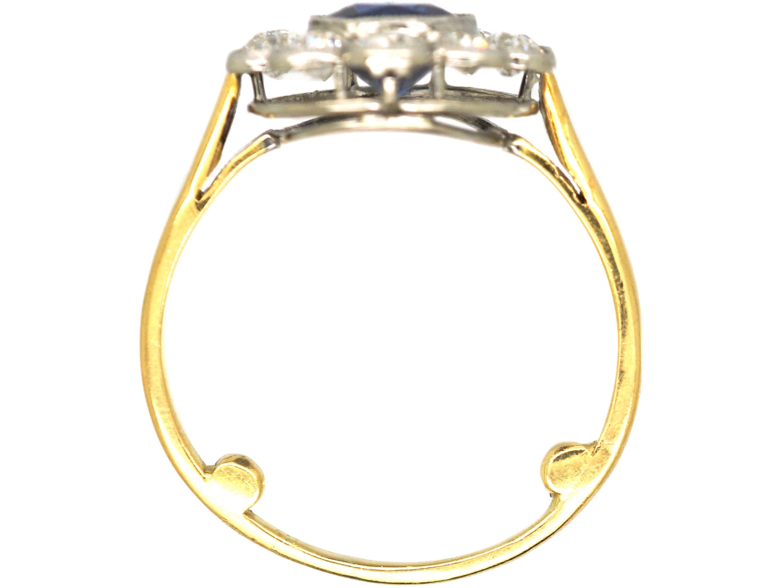 Edwardian 18ct Gold & Platinum, Sapphire & Diamond Cluster Ring (622X ...