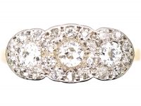 Edwardian 18ct Gold & Platinum, Triple Cluster Ring set with Diamonds