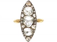 Victorian 18ct Gold Marquise Shaped Ring set with Rose Diamonds