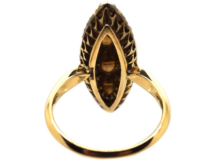 Victorian 18ct Gold Marquise Shaped Ring set with Rose Diamonds