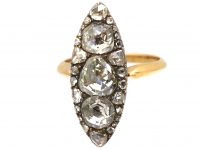 Victorian 18ct Gold Marquise Shaped Ring set with Rose Diamonds