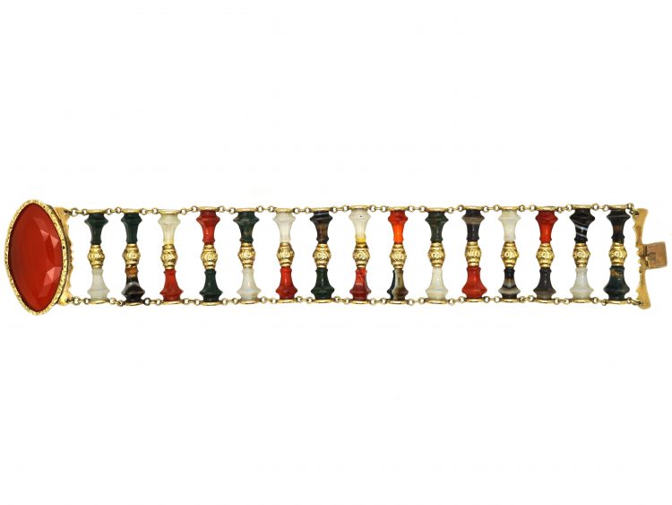 19th Century Scottish 15ct Gold & Hard Stone Bracelet