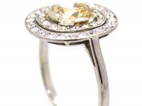 Early 20th Century Platinum, Diamond Cluster Ring with Cognac Diamond in the Centre