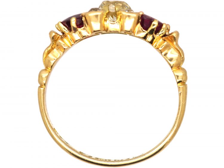 Victorian 18ct Gold, Two Stone Ruby & Diamond Ring