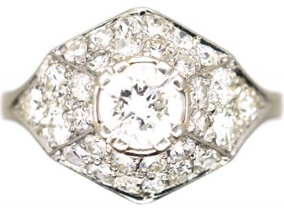 Early 20th Century French Platinum, Diamond Cluster Ring