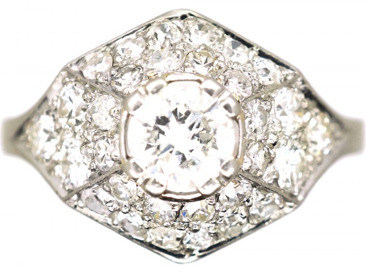 Early 20th Century French Platinum, Diamond Cluster Ring