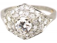 Early 20th Century French Platinum, Diamond Cluster Ring