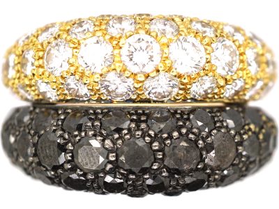 18ct Gold Double Band Ring set with Black & White Diamonds by de Grisogono