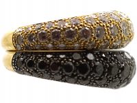 18ct Gold Double Band Ring set with Black & White Diamonds by de Grisogono