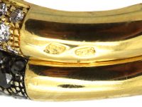 18ct Gold Double Band Ring set with Black & White Diamonds by de Grisogono