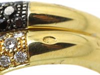 18ct Gold Double Band Ring set with Black & White Diamonds by de Grisogono