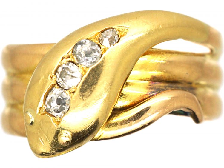 Early 20th Century 18ct Gold & Diamond Snake Ring