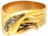 Early 20th Century 18ct Gold & Diamond Snake Ring