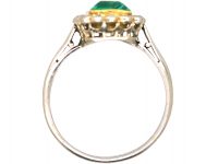 Early 20th Century Platinum & 18ct Gold, Rectangular Cut Emerald & Diamond Cluster Ring