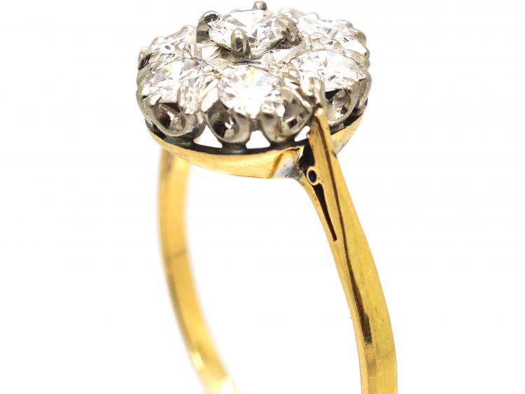 Mid 20th Century 18ct Gold & Platinum, Diamond Cluster Ring