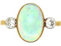 Edwardian 18ct Gold & Platinum, Opal & Diamond Three Stone Ring