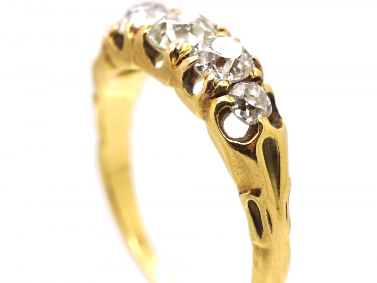 Victorian 18ct Gold, Five Stone Old Mine Cut Diamond Ring