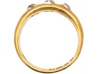 Victorian 18ct Gold,Three Stone Rub Over Set Diamond Ring