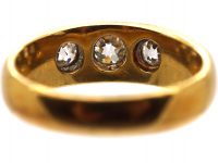 Victorian 18ct Gold,Three Stone Rub Over Set Diamond Ring