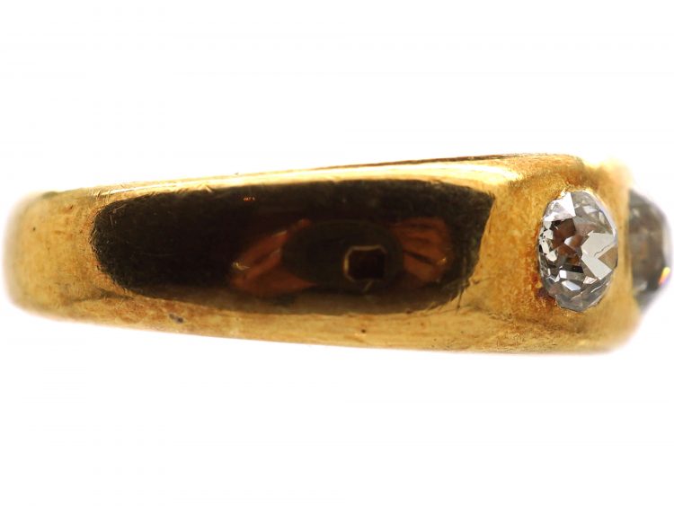 Victorian 18ct Gold,Three Stone Rub Over Set Diamond Ring