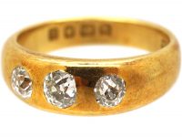 Victorian 18ct Gold,Three Stone Rub Over Set Diamond Ring