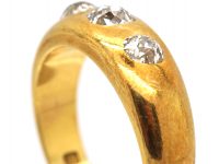 Victorian 18ct Gold,Three Stone Rub Over Set Diamond Ring