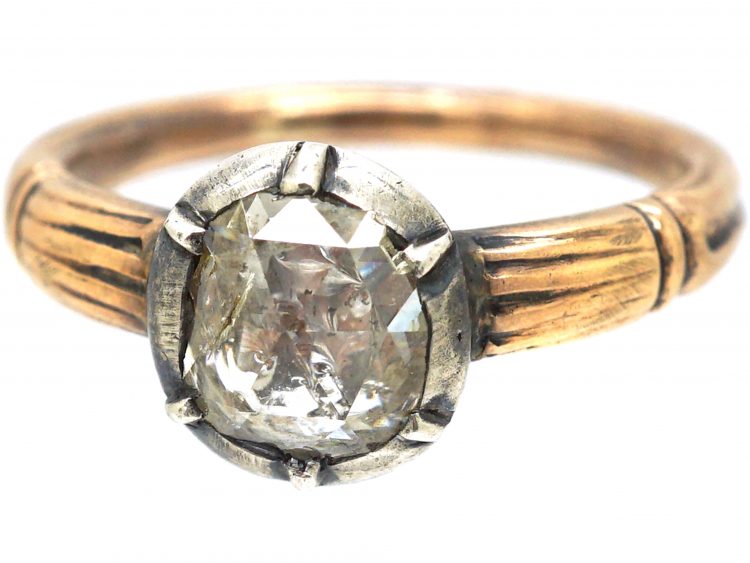 Georgian 9ct Gold, Rose Diamond Solitaire Ring