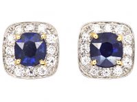 1960's 18ct Gold & Platinum Sapphire & Diamond Earrings