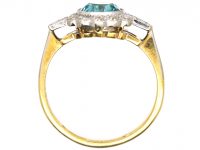 Edwardian 18ct Gold & Platinum, Zircon & Diamond Cluster Ring with Diamond Set Shoulders