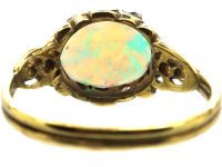 Art Nouveau 18ct Gold Ring set with an Opal with Diamond Detail